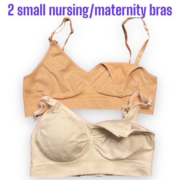 👶 2 (Sm) Maternity/Nursing Bras stretchy, Adjustable Band Size SMALL Two GUC 💜 - Picture 1 of 10